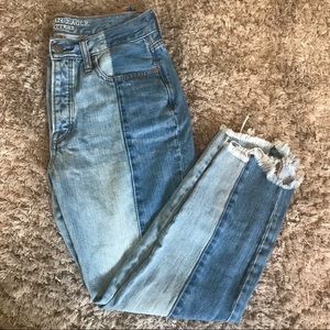 AE Two Tone high rise jeans